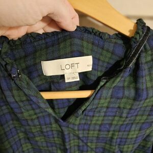 LOFT Blue and Green Plaid Shirt